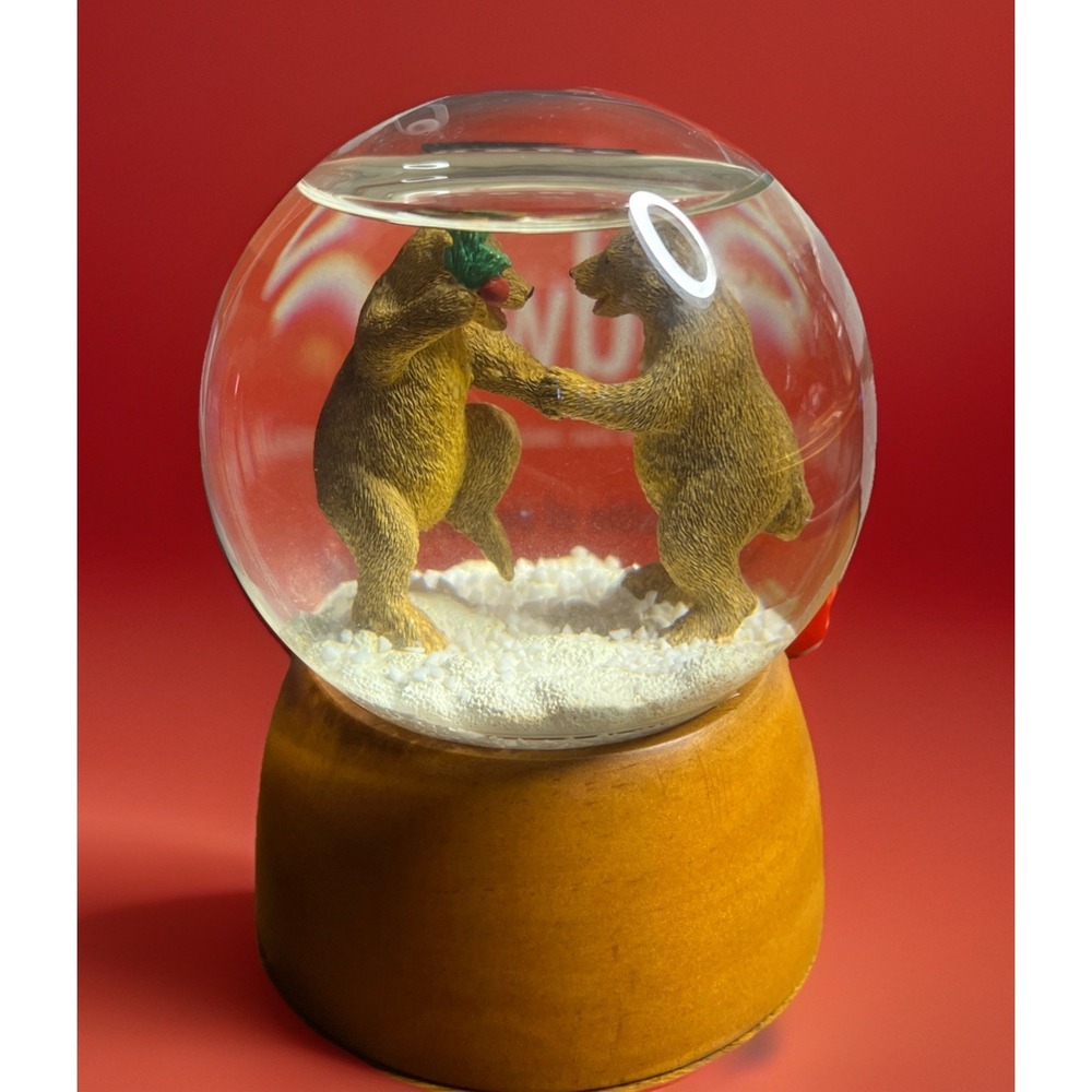 Vintage Eddie Bauer Dancing Bears Snow Globe With Box 1997